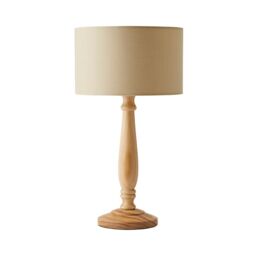 ValueLights Victoria Light Wood Traditional Table Lamp with Fabric Drum Shade & LED Bulb in Natural - thumbnail 7