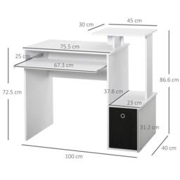 Wyld Haus Tono 100cm White Home Office Desk Sliding Keyboard Tray & Fabric - thumbnail 4