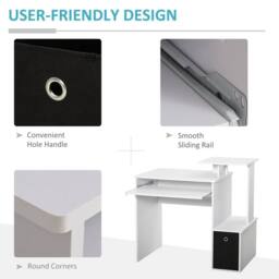 Wyld Haus Tono 100cm White Home Office Desk Sliding Keyboard Tray & Fabric - thumbnail 6