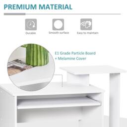 Wyld Haus Tono 100cm White Home Office Desk Sliding Keyboard Tray & Fabric - thumbnail 7