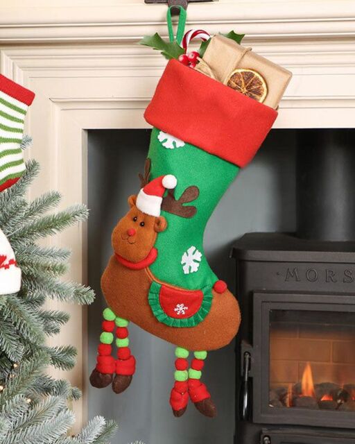 Dibor Set of 4 Reindeer Hanging Legs Xmas Decor Christmas Gift Bag Stocking - Size: 4 Pack - image 1