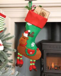 Dibor Set of 4 Reindeer Hanging Legs Xmas Decor Christmas Gift Bag Stocking - Size: 4 Pack