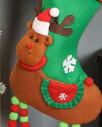 Dibor Set of 4 Reindeer Hanging Legs Xmas Decor Christmas Gift Bag Stocking - Size: 4 Pack - thumbnail 3