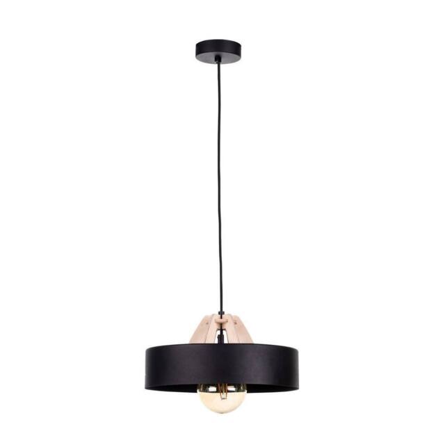 Netlighting Bossi Dome Pendant Ceiling Light Wood Natural Black 30cm 1x E27