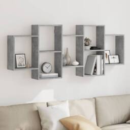 Berkfield Home Wall Shelf Concrete Grey 159x18x65 cm Engineered Wood - Size: 159 x 18 x 65 cm - thumbnail 2