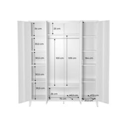 sweeek Industrial metal wardrobe for bedroom, 4 doors, 10 shelves, 1 hanging in Beige - thumbnail 5