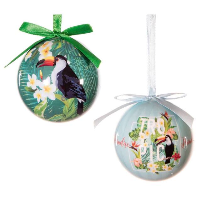 Premier Decorations Tropical Bird Christmas Baubles Set of 7