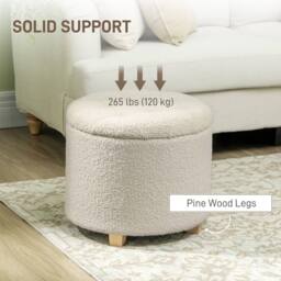 Wyld Haus Fimi Boucle Cream White Storage Ottoman Round Teddy Fleece - thumbnail 6