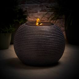 ValueLights Solar Powered Round Ribbed Outdoor Garden Water Fountain Feature in Grey - thumbnail 3
