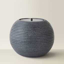 ValueLights Solar Powered Round Ribbed Outdoor Garden Water Fountain Feature in Grey - thumbnail 4