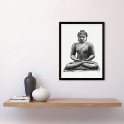 Artery8 Buddha On The Borobudur Drawing Leo Gestel Framed Wall Art Print in White - Size: A4 - thumbnail 2