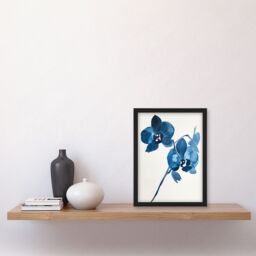 Artery8 Abstract Orchid Flower Bloom Blue Watercolour Framed Art Print - Size: A4 - thumbnail 4