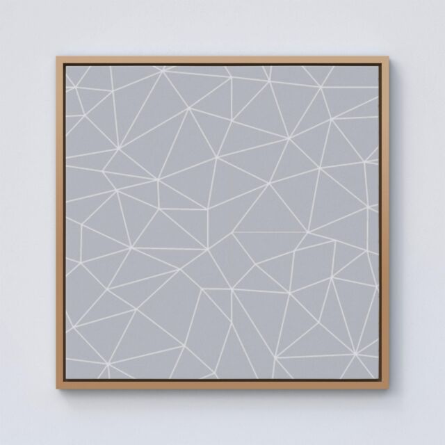 Warren Reed - Designer Geometric Triangle Pattern Framed Canvas in Light Brown - Size: w40 inch x h40 inch - image 1