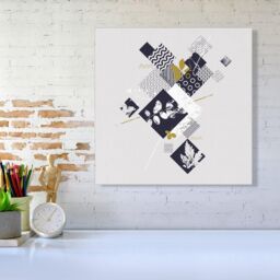 Warren Reed - Designer Abstract Botanical Canvas in Grey - Size: w40 inch x h40 inch - thumbnail 2
