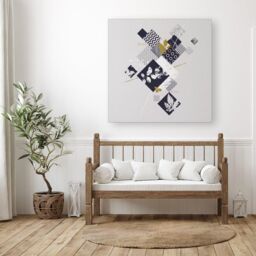 Warren Reed - Designer Abstract Botanical Canvas in Grey - Size: w40 inch x h40 inch - thumbnail 3