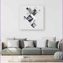 Warren Reed - Designer Abstract Botanical Canvas in Grey - Size: w40 inch x h40 inch - thumbnail 4