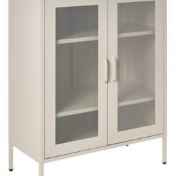 Wyld and Coco Industrial Office Cabinet Beige 2-Door Metal with Locks - thumbnail 2