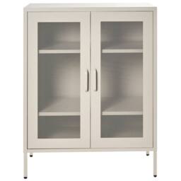 Wyld and Coco Industrial Office Cabinet Beige 2-Door Metal with Locks - thumbnail 4