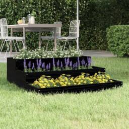 Berkfield Home Planter Black 78x78x27 cm Solid Wood Pine - Size: 78 x 78 x 27 cm - thumbnail 2