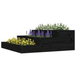Berkfield Home Planter Black 78x78x27 cm Solid Wood Pine - Size: 78 x 78 x 27 cm