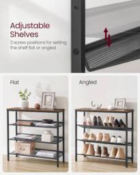 VASAGLE Adjustable Shoe Rack Storage Space-Saving Steel Frame Shelves in Brown - thumbnail 5