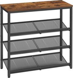 VASAGLE Adjustable Shoe Rack Storage Space-Saving Steel Frame Shelves in Brown - thumbnail 9