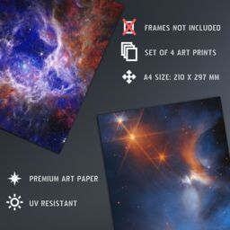 Artery8 Pack of 4 NASA James Webb Space Telescope Images Cosmic Cliffs Carina Nebula Stellar Lifecycle 30 Doradus Stars Unframed Wall Art Living Room - thumbnail 4