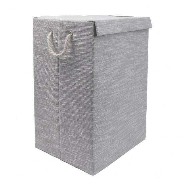 JVL Serena Foldable Laundry Hamper with Lid in Light Grey - image 1