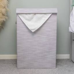 JVL Serena Foldable Laundry Hamper with Lid in Light Grey - thumbnail 8