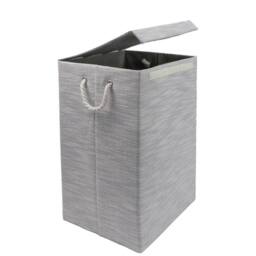 JVL Serena Foldable Laundry Hamper with Lid in Light Grey - thumbnail 3