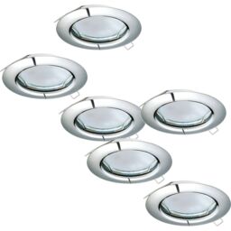 Loops 2 PACK 3 PACK Flush / Recessed Ceiling Downlight Chrome Steel 3x 3W GU10 in Metallics - thumbnail 1