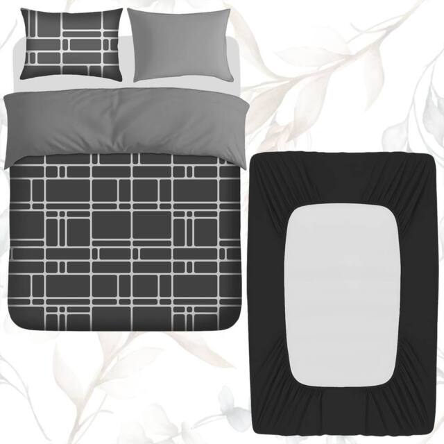 Grace Luxury 4 Pack Breathable Duvet Cover Set with Fitted Sheet in Charcoal - Size: Single - image 1