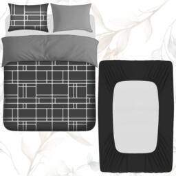 Grace Luxury 4 Pack Breathable Duvet Cover Set with Fitted Sheet in Charcoal - Size: Single - thumbnail 1