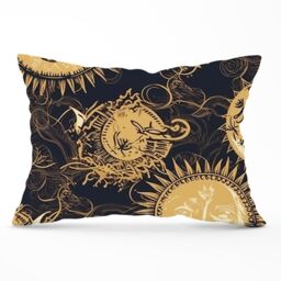 Warren Reed - Designer Moon & Sun Gold Blue Cushions in Yellow - Size: 60 cm x 60 cm - thumbnail 1