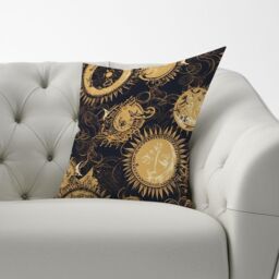 Warren Reed - Designer Moon & Sun Gold Blue Cushions in Yellow - Size: 60 cm x 60 cm - thumbnail 3