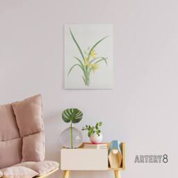 "Artery8 Yellow Lilies Canvas Wall Art Print Vintage Japanese Botanical - Size: W18"" x H24""" - thumbnail 3