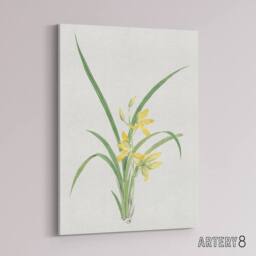 "Artery8 Yellow Lilies Canvas Wall Art Print Vintage Japanese Botanical - Size: W18"" x H24""" - thumbnail 2