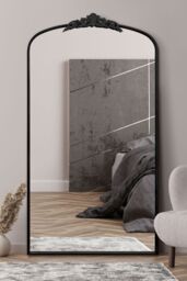 "MirrorOutlet Black Metal Framed Arched Wall Mirror 68"" X 38"" (174CM X 96CM) - Size: 1 Pack" - thumbnail 1