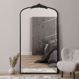 "MirrorOutlet Black Metal Framed Arched Wall Mirror 68"" X 38"" (174CM X 96CM) - Size: 1 Pack" - thumbnail 6