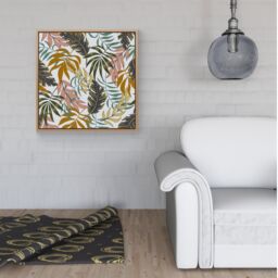 Warren Reed - Designer Tropical Leaves Framed Canvas in Light Brown - Size: w10 inch x h10 inch - thumbnail 2
