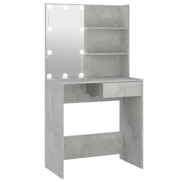 Berkfield Home Dressing Table with LED Concrete Grey 74.5x40x141 cm - image 1