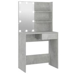 Berkfield Home Dressing Table with LED Concrete Grey 74.5x40x141 cm