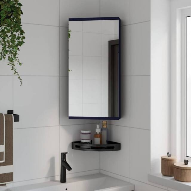 Berkfield Home Corner Bathroom Mirror Cabinet Grey 30x24x60 cm - Size: 30 x 24 x 60 cm - image 1