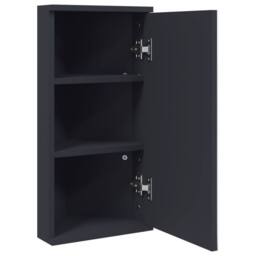 Berkfield Home Corner Bathroom Mirror Cabinet Grey 30x24x60 cm - Size: 30 x 24 x 60 cm - thumbnail 4
