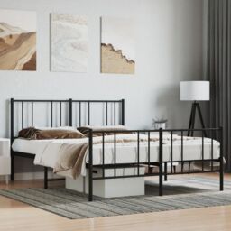 Berkfield Home Metal Bed Frame with Headboard & Footboard Black 160x200 cm - thumbnail 1