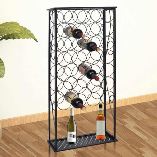 Berkfield Home Wine Rack for 28 Bottles Metal in Black - image 1