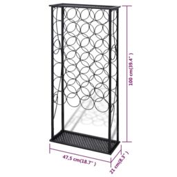 Berkfield Home Wine Rack for 28 Bottles Metal in Black - thumbnail 5