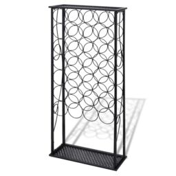 Berkfield Home Wine Rack for 28 Bottles Metal in Black - thumbnail 2