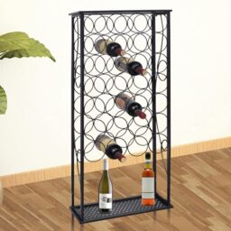 Berkfield Home Wine Rack for 28 Bottles Metal in Black - thumbnail 1