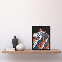 Artery8 Andes Mountain Climbing Orange Blue Colour Block Framed Art Print - Size: A4 - thumbnail 4